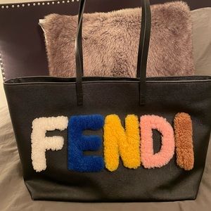 Fendi Alphabet Black leather tote bag